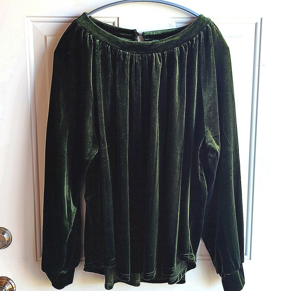 Dark Green Velvet Holiday top